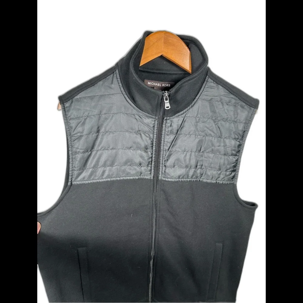 Michael Kors Men's Black Zip-Up Collared Vest NWT Size Medium Minimalist
